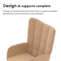 HOMCOM Poltrona a Dondolo Imbottita in Legno e Acciaio con Rivestimento Bouclé, 71x98x101 cm, Marrone(m-5)