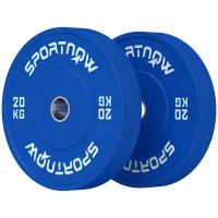 SPORTNOW Set 2 Discuri Greutăți 2x20 kg din Cauciuc cu Orificiu de 5 cm pentru Gantere și Grijuri, Ø45x8 cm, Albastru(m-10)