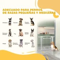PawHut Puerta para Perros con Ancho Ajustable 76-104 cm Barrera de Seguridad para Perros con 2 Extensiones Blanco(m-4)