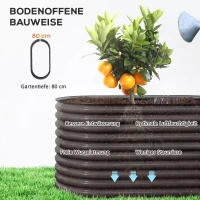 Outsunny Pflanzkübel, Metall-Blumenkübel mit Sicherheitskante und Handschuhen, offener Boden, 160B x 80T x 80H cm, Dunkelgrau(m-7)