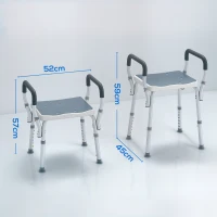 HOMCOM Taburete de ducha con Altura Ajustable para Personas Mayores o con Movilidad Reducida 52x45x69 cm Asiento Blanco y Azul(m-3)