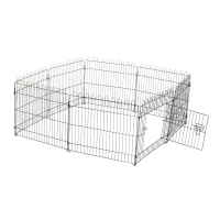 PawHut Parque de Juegos para Perros 8 Paneles 71x61 cm Plegables Jaula Metálica para Mascotas con Puerta para Jardín Patio Exterior Negro(m-10)