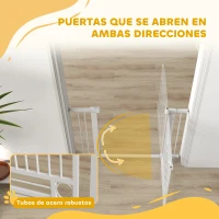 PawHut Puerta para Perros con Ancho Ajustable 76-104 cm Barrera de Seguridad para Perros con 2 Extensiones Blanco(m-7)