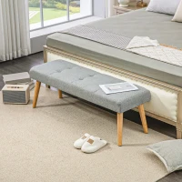 HOMCOM Polsterbank, Leinenoptik, Massivholzbeine, bis 120 kg, 120x41x43 cm, Grau(m-2)