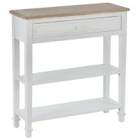 HOMCOM Mesa Consola Mesa Recibidor con 2 Estantes y Cajón para Entrada Pasillo Salón 75,6x27,5x80,5 cm Blanco(m-10)