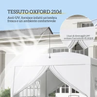 Outsunny Gazebo 3x3 m Pieghevole e Impermeabile con Pannelli Laterali, in Acciaio e tessuto Oxford, Bianco(m-5)