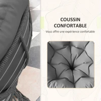Outsunny Ensemble salon de jardin 3 pièces avec 2 fauteuils papasan pivotant et 1 tables basse ronde polyester résine tressée(m-6)