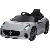 AIYAPLAY Coche Eléctrico Infantil Maserati Gran Turismo Folgore con Batería 12V Mando a Distancia Faros Bocina Música MP3 Gris(m-11)