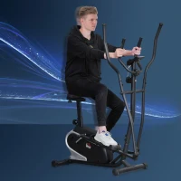 HOMCOM Bicicleta Elíptica con Resistencia Magnética Ajustable de 8 Niveles Bicicleta de Fitness con Sillín Regulable Pantalla LCD Pulsómetro y Soporte para Móvil para Casa Gimnasia 103x62x151 cm Negro(m-2)