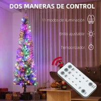 HOMCOM Árbol de Navidad Artificial 225 cm con 220 Luces LED de Dos Colores 519 Ramas y Soporte de Acero Árbol Navideño Verde(m-5)