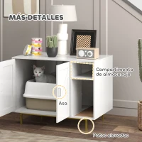 PawHut Mueble Arenero Caja de Arena para Gatos con Almohadilla para Rascar y Compartimento de Almacenaje 80x50x61 cm Blanco(m-7)