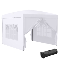 Outsunny Gazebo 3x3 m Pieghevole e Impermeabile con Pannelli Laterali, in Acciaio e tessuto Oxford, Bianco