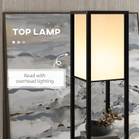 HOMCOM vloerlamp met planken binnenverlichting staande lamp E27 tot 40 W voor woon-/slaapkamer hout zwart 26 x 26 x 160 cm(m-6)