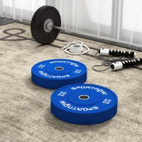 SPORTNOW Set 2 Discuri Greutăți 2x20 kg din Cauciuc cu Orificiu de 5 cm pentru Gantere și Grijuri, Ø45x8 cm, Albastru(m-7)