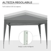 Outsunny Gazebo da Esterno 3x3 m Pieghevole con 4 Pannelli Laterali, in Acciaio e Tessuto Oxford Grigio(m-9)