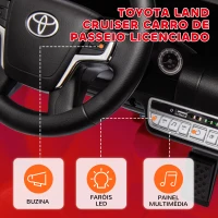 AIYAPLAY Carro Elétrico para Crianças Toyota Land Cruiser 12V com Faróis Buzina Arranque Lento e Música MP3 107x65x55,5 cm Vermelho(m-4)