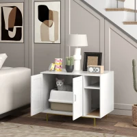 PawHut Mueble Arenero Caja de Arena para Gatos con Almohadilla para Rascar y Compartimento de Almacenaje 80x50x61 cm Blanco(m-2)