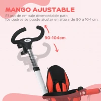 HOMCOM Triciclo para Bebés Plegable Triciclo Evolutivo 2 en 1 para Niños con Toldo Plegable Cestas y Cinturón de Seguridad Rojo(m-7)