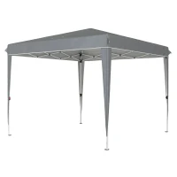 Outsunny 3 x 3 m Pop-up-Pavillon mit Tragetasche, UPF50+ höhenverstellbares Gartenzelt, Hellgrau(m-1)