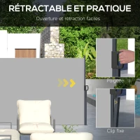 Outsunny Store latéral Brise-Vue paravent rétractable dim. 4L x 1,80H m alu. Polyester Anti-UV Haute densité 180 g/m² Gris(m-5)