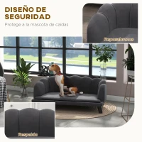 PawHut Sofá para Perros Medianos Sofá Cama para Mascotas Tapizado en Terciopelo con Patas de Madera 98,5x60,5x35,5 cm Gris(m-5)
