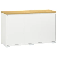 HOMCOM Aparador de Salón Mueble Auxiliar de Cocina con 3 Puertas y Estantes Ajustables para Comedor Entrada 120x37x75 cm Blanco(m-1)