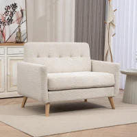 HOMCOM Sofá de 2 Plazas Moderno con Reposabrazos y Patas de Madera Carga 240 kg para Dormitorio Oficina 114x71x82 cm Beige(m-2)