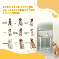 PawHut Puerta para Perros con Ancho Ajustable 76-104 cm Barrera de Seguridad para Perros con 2 Extensiones Blanco(m-4)