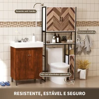 HOMCOM Móvel sobre Sanita Armário para Casa de Banho com 3 Portas 2 Prateleiras Ajustáveis e Compartimento Aberto 79,5x23x178 cm Multicor(m-7)