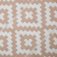 Outsunny Tappeto Esterno per Balcone e Terrazza Reversibile con Fantasia Geometrica, 2.74x1.82 m, Caffè e Bianco(m-8)