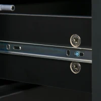 HOMCOM Mobiletto Multiuso Nero con 2 Cassetti e 2 Armadietti ad Apertura a Pressione, 117x36x74cm(m-9)