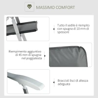 Outsunny Sedia da Pesca Pieghevole con Braccioli e Schienale Regolabile, in Alluminio e Poliestere, 75x61.5x76-115 cm, Grigio(m-6)