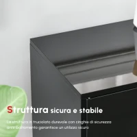 HOMCOM Mobiletto Multiuso Nero con 2 Cassetti e 2 Armadietti ad Apertura a Pressione, 117x36x74cm(m-6)