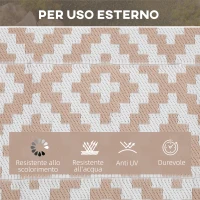 Outsunny Tappeto Esterno per Balcone e Terrazza Reversibile con Fantasia Geometrica, 2.74x1.82 m, Caffè e Bianco(m-6)