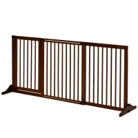 PawHut Barrera de Seguridad Extensible para Perros Valla Protección para Escaleras y Puertas 113-166x36x71 cm Marrón(m-11)