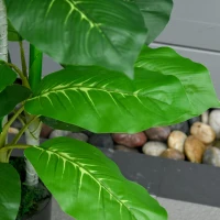 HOMCOM Planta Artificial Hoja Perenne Altura 95 cm con 33 Hojas Realistas en Maceta de Cemento Árbol Artificial para Interior Decoración Salón Oficina Verde(m-7)