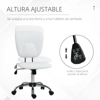 Vinsetto Silla de Oficina Giratoria con Altura Ajustable y Función Basculante para Escritorio Estudio 50x54x87,5-96,5 cm Blanco(m-4)