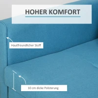 HOMCOM Schlafsofa, 2er-Sofa, mit verstecktem Stauraum, Polyester, Hellblau, 152 x 101 x 81cm(m-6)