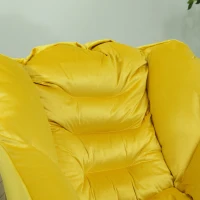 HOMCOM Sillón de Salón con Otomana Sillón de Relax con Bolsillos Laterales y Patas de Acero para Sala de Estar Dormitorio Amarillo(m-8)