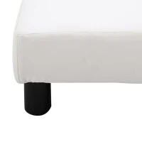 HOMCOM Reposapiés para Sofá Taburete Pequeño Tapizado en Piel Sintética Asiento de Espuma y Patas de Plástico 40x30x24cm Blanco(m-6)
