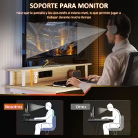 HOMCOM Escritorio Gaming con Luces LED 100x60 cm omas de Corriente Soporte para Monitor Estantes y Control Remoto Natural(m-6)