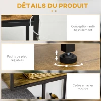 HOMCOM Table console style industriel avec 4 niveaux de rangement 3 étagères inférieures 99,6 x 33,6 x 74 cm(m-5)