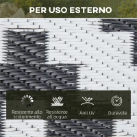 Outsunny Tappeto Esterno per Balcone e Terrazza Reversibile con Fantasia Geometrica, 2.74x1.82 m, Nero e Bianco(m-5)