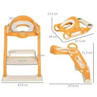 ZONEKIZ Riduttore Water con Scaletta Pieghevole, Maniglie Laterali e Cuscino Rimovibile, Arancione(m-3)