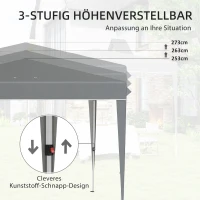 Outsunny 3 x 3 m Pop-up-Pavillon mit Tragetasche, UPF50+ höhenverstellbares Gartenzelt, Hellgrau(m-4)