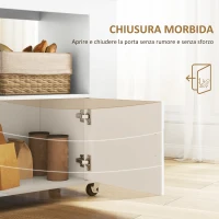 HOMCOM Carrello da Cucina con Ruote, Ripiani, Armadietto e Portabottiglie, 83x40x83 cm, Rovere(m-6)