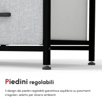 HOMCOM Cassettiera 6 Cassetti in Tessuto Rimovibili, in Legno e Acciaio Stile Industriale, 80x30x62.5cm(m-6)