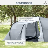 Outsunny Family Camping Tent 4-6 People Dome 2 Bedrooms 1 Living Room and 1 Awning Anti-UV Waterproof 2000 mm Multi-Colored(m-5)