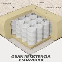 HOMCOM Sofá de 2 Plazas Moderno con Reposabrazos y Patas de Madera Carga 240 kg para Dormitorio Oficina 114x71x82 cm Beige(m-6)