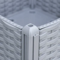 Outsunny Juego de 2 Jardineras de Exterior Cuadradas Imitación a Mimbre Combinación Libre para Jardín Patio 40x40x26/44 cm Gris(m-8)